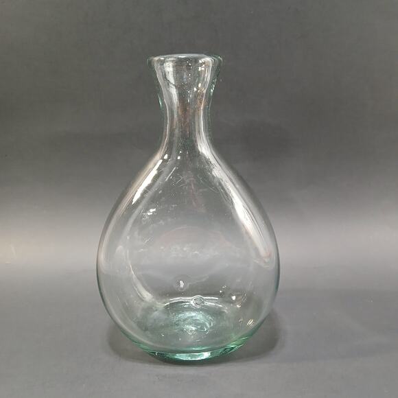 Vintage Hand Blown Art Glass Decanter Vase Pale Blue Tint 8" tall 5"w 3"d - Picture 3 of 9